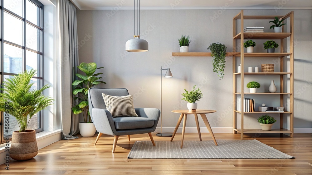 Wall mural Interior of apartment with simple chair and decoration, apartment, interior, chair, decoration, simple, home - Wall murals