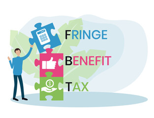FBT - Fringe Benefit Tax acronym. business concept background. vector illustration concept with keywords and icons. lettering illustration with icons for web banner, flyer