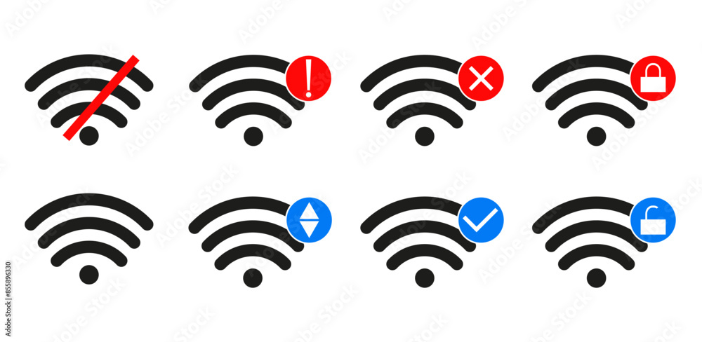 Poster wifi icon collection. wireless internet signal pictogram. wifi and wireless black icons. set of wifi