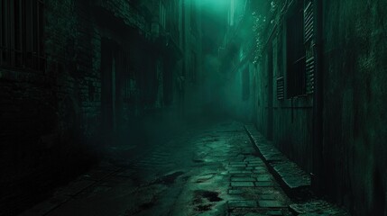 Sinister atmospheric alleyway. Space for Text