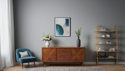 Stylish Living Space with Uncluttered Sideboard Display