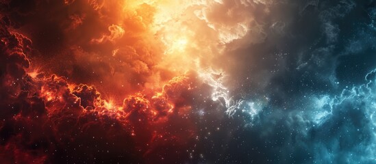 Fototapeta premium Heaven and hell clash background concept art. Copy space image. Place for adding text or design