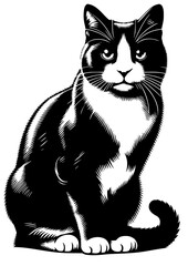Cat SVG, Kitten SVG, Animal SVG, Cute Cat SVG, Black-white cat SVG, Pet SVG, Cat Silhouette, Cat Vector, Clipart, Cut file for Cricut SVG, JPG, PNG