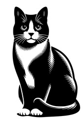 Cat SVG, Kitten SVG, Animal SVG, Cute Cat SVG, Black-white cat SVG, Pet SVG, Cat Silhouette, Cat Vector, Clipart, Cut file for Cricut SVG, JPG, PNG