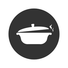 Uzbek cauldron icon. Silhouette icon of cast iron saucepan with lid. Black simple illustration of national dish for cooking pilaf vector