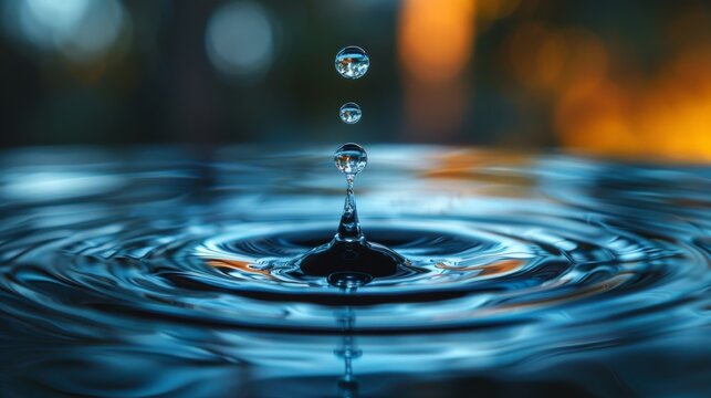  close-up, drop of warer impacting on a water-surface. 