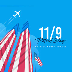 Patriot day memorial. United states patriot day 11 september graphics template.