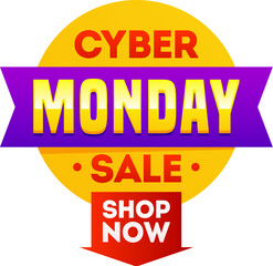 Cyber Monday Sale tag, label or ribbon for Advertising concept.