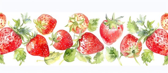 Hand Painting Abstract Watercolor Strawberry Fruits Repeating Pattern Isolated Background. Copy space image. Place for adding text and design