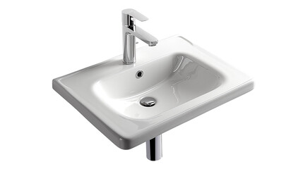 Sink isolated on transparent background, focus fresh drain form