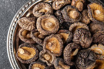 dried mushroom shiitake food snack on the table copy space food background rustic top viewvegan food