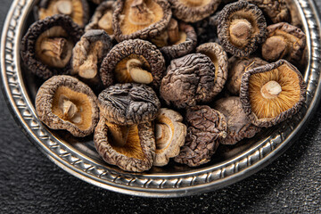 dried mushroom shiitake food snack on the table copy space food background rustic top viewvegan food