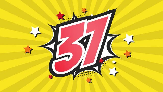 Animation of Number 37 - Thirty-Seven - 37th thirty-seventh