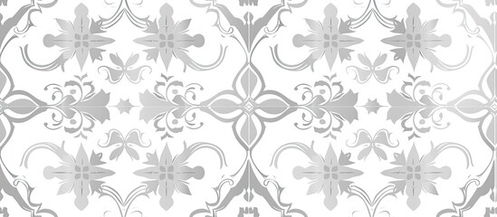 Fototapeta premium Grey geometrical ornament on a white background. Seamless pattern for minimal wallpaper in Scandinavian style. Elegant home decor fabric texture. Aesthetic monochrome tile motif