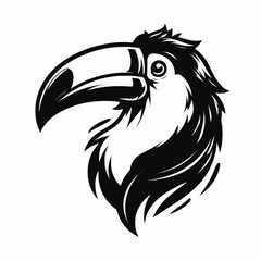 toucan logo mascot in black and white silhouette