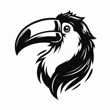recommend clip art: toucan logo mascot in black and white silhouette