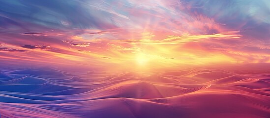 Naklejka premium Sunset in the desert sand dunes background. Copy space image. Place for adding text or design