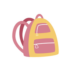 Cartoon backpack. School theme. Colorful vector illustration, flat style. design for cards, print, poster, cover