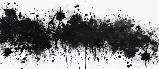 Naklejka premium Handmade black splatter background. Textured black and white backdrop. Copy space image. Place for adding text or design