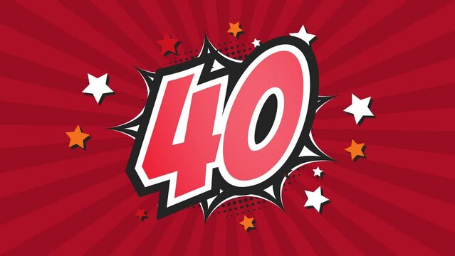 Animation of Number 40 - Forty - 40th fortieth