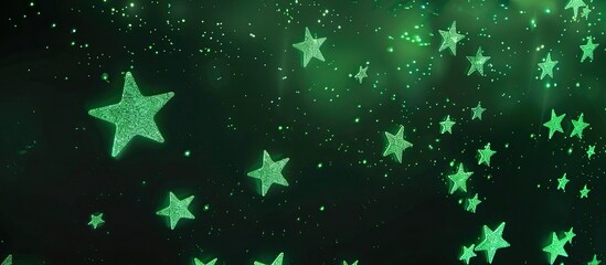 Green glow in the dark stars for ceiling or wall stickers. Ideal for boys or girls bedroom decoration. Copy space image. Place for adding text and design