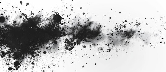 Obraz premium Handmade black splatter background. Textured black and white backdrop. Copy space image. Place for adding text or design