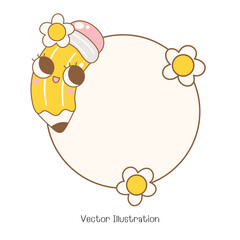 Cute Pencil, Back to school. Vector Illustration