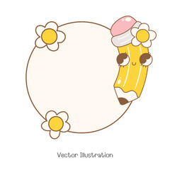 Cute Pencil, Back to school. Pencil Name Tag. Vector Illustration