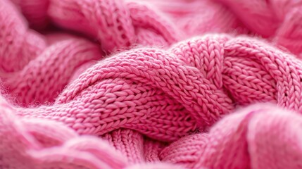 Fototapeta premium Close Up High Angle Shot of Vibrant Pink Knitted Texture