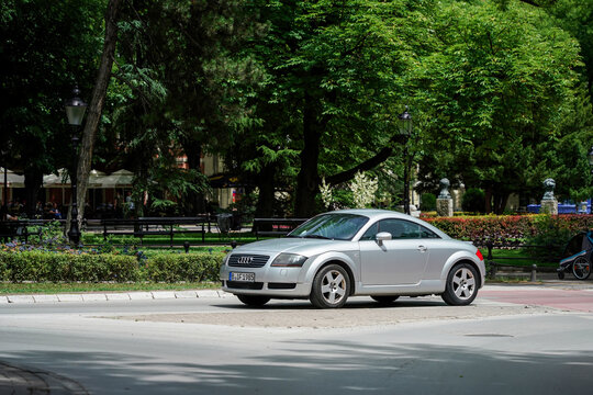 First generation Audi TT (Mk1, Type 8N, 1998&ndash;2006) coupe in silver color is driving in Subotica, Serbia, 09.06.2024