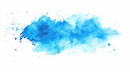 abstract blue watercolor stain with soft edges on white background artistic paint texture