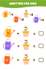 Mathematical educational game for children. Complete the series and fill in the missing numbers. Solve the equation.Educational cards for children.Addition up to 10. Worksheet for children.