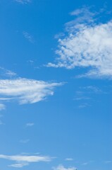 Thick clouds in summer blue sky. Cloudy bright beauty in the sun, bright and calm summer air background.