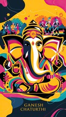 Naklejka premium Ganesh Chaturthi, illustration of. Ganesh Chaturthi Poster, Social Media Poster 