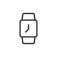 Smartwatch, linear style icon. Modern smartwatch showing time. Editable stroke width.