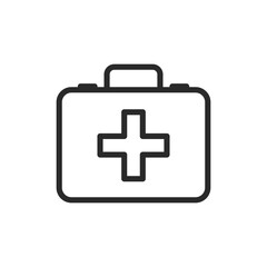 Obraz premium First aid kit, linear style icon. Box with a medical cross, emergency medical supplies. Editable stroke width.