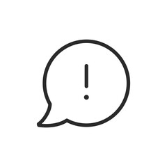 Warning in speech bubble, linear style icon. verbal alert or warning. Editable stroke width.