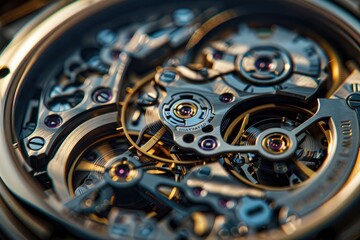 Close-up of intricate watch mechanism