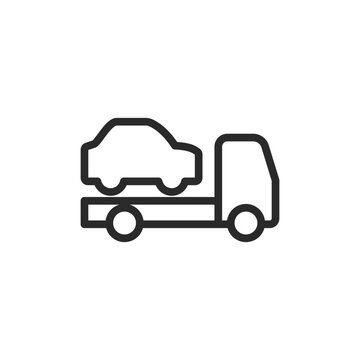 recommend clip art: Tow truck, linear style icon. tow truck towing a car. Editable stroke width.