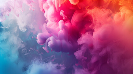 Obraz premium Abstract background with colorful smoke ,Paint Ink drop in water, Motion color explosion smoke, Blue pink color fluid splash vapor cloud on glitter dust texture black abstract art background
