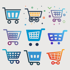 shopping cart icon set