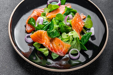 salad salmon appetizer meal food snack on the table copy space food background rustic top view keto or paleo diet vegetarian food