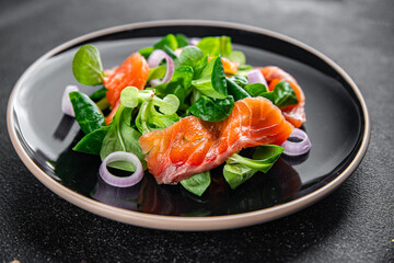 salad salmon appetizer meal food snack on the table copy space food background rustic top view keto or paleo diet vegetarian food