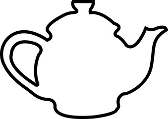 Tea pot, Camping Kettle line Icon of a Portable Campfire Kettle for Boiling Water during Outdoor Adventures and Camping. Drinking coffee pot. Vector sign and symbol isolated on transparent background.