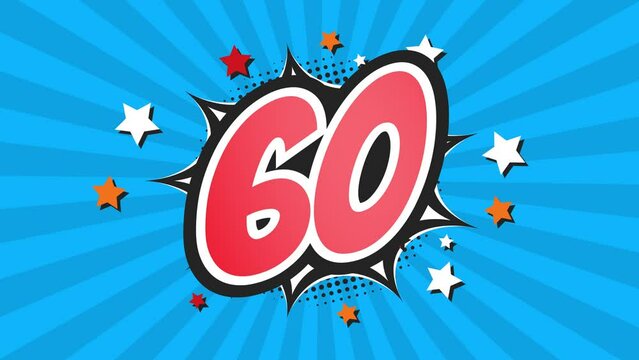 Animation of Number 60 - Sixty - 60th sixtieth