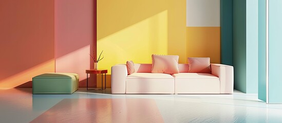 colored furniture. Copy space image. Place for adding text and design