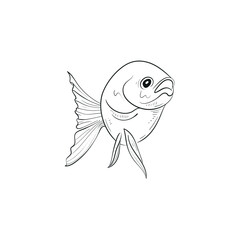 Ocean and Sea, Botanica illustration. Black ink, line, doodle style. 