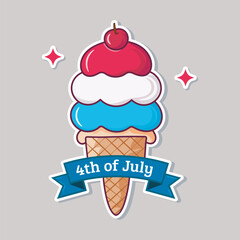 Ice Cream with Red, White, and Blue for 4th of July