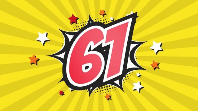Animation of Number 61 - Sixty-One - 61st sixty-first