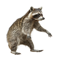 Fototapeta premium Playful Raccoon Posing on White Background